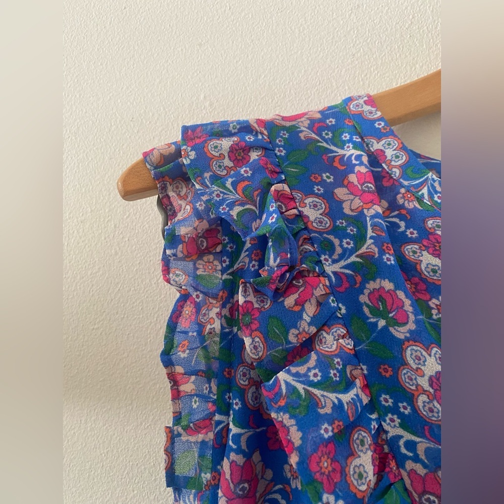 BODEN Elise SheerLuxe Floral Blue Sleeveless Dress size 12 - Picture 9 of 16